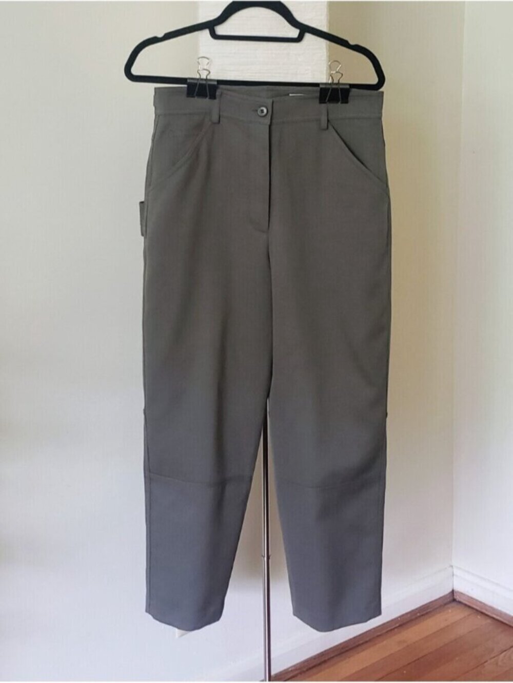 Theory Project High Waist Twill Tapered Leg Pants Olive Green Size 6